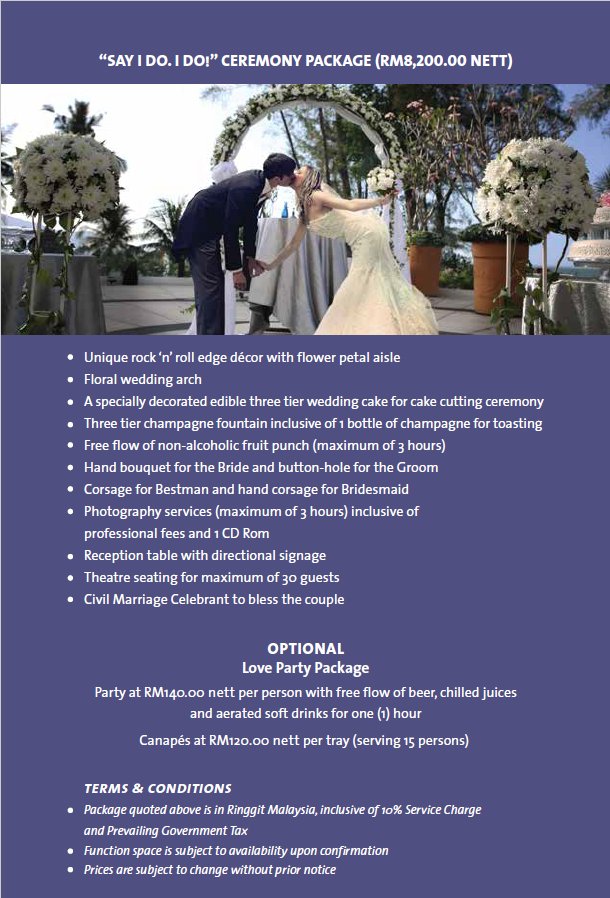 Hard Rock Hotel Penang's Wedding Packages