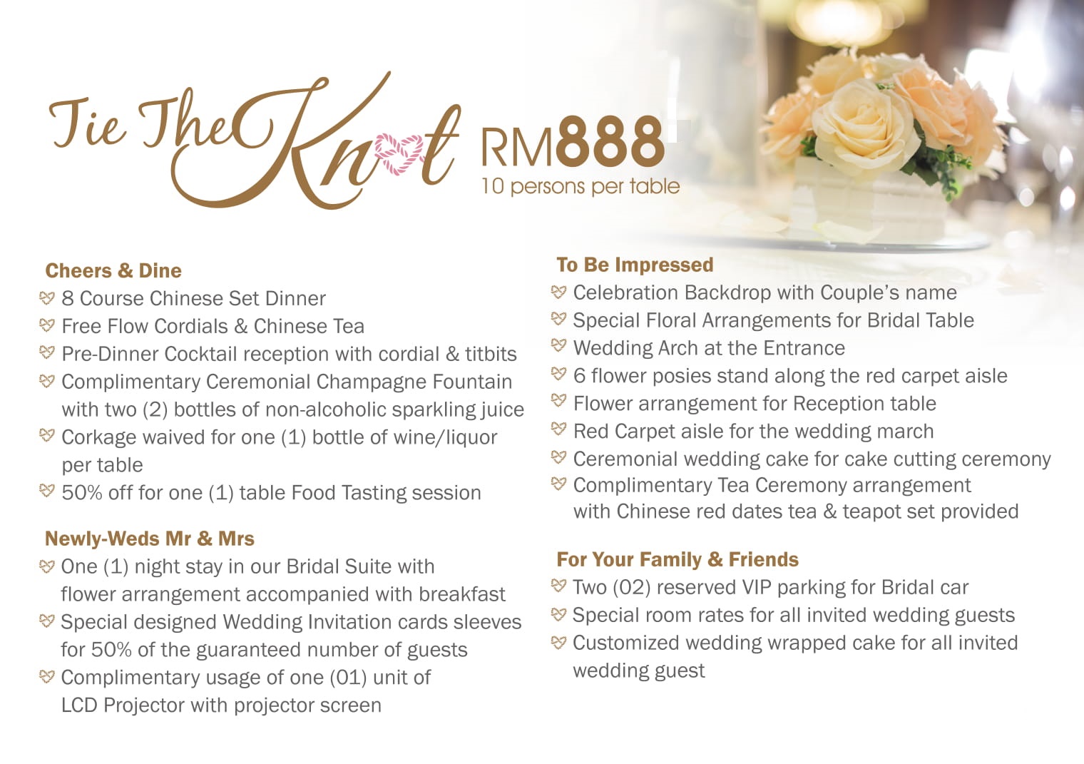 Iconic Hotel's Wedding Packages