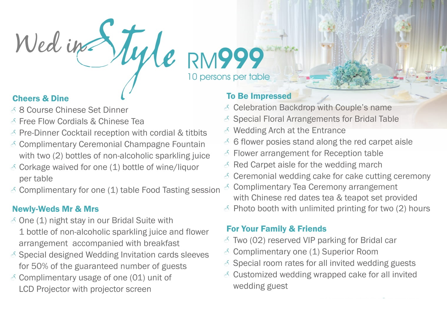 Iconic Hotel's Wedding Packages