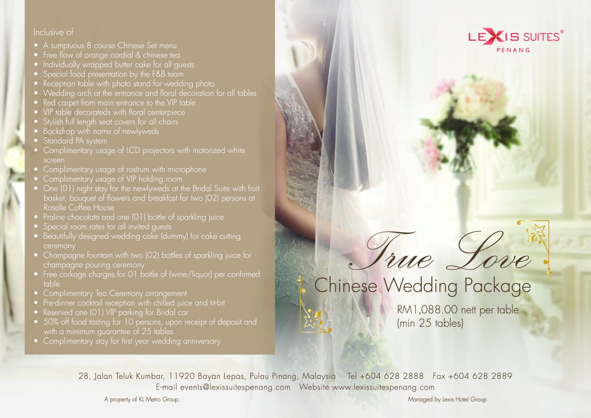 Lexis Suites Penang Wedding Packages
