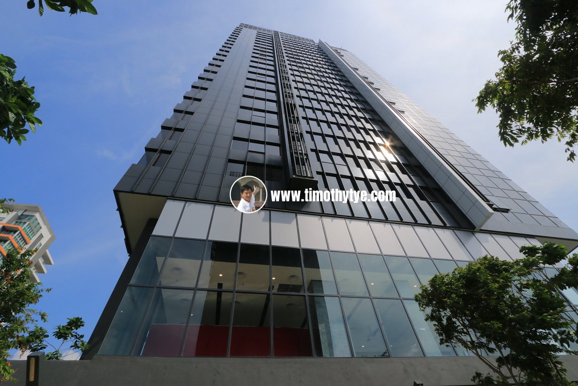 View of Tower B of Tropicana 218 Macalister from the pool level