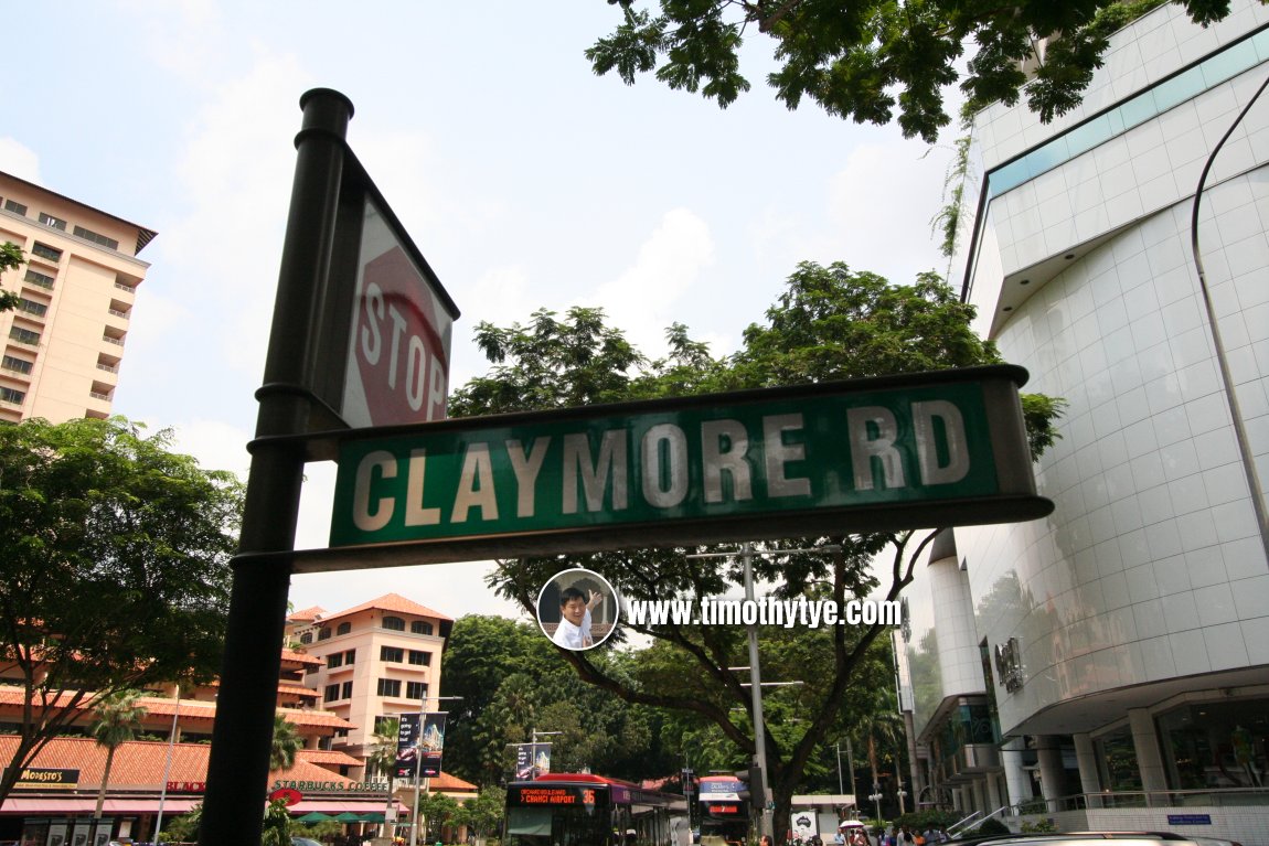Claymore Road roadsign, at Orchard Road junction