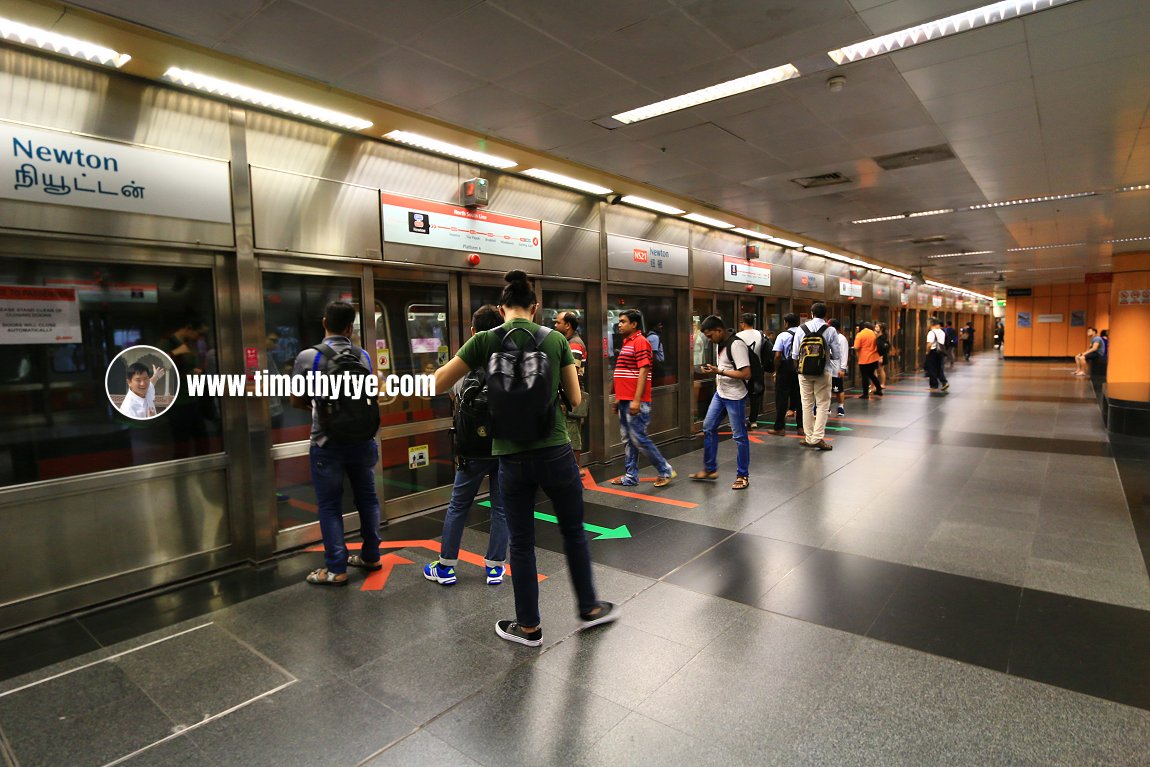 Commuters waiting for the train at Newton MRT Station