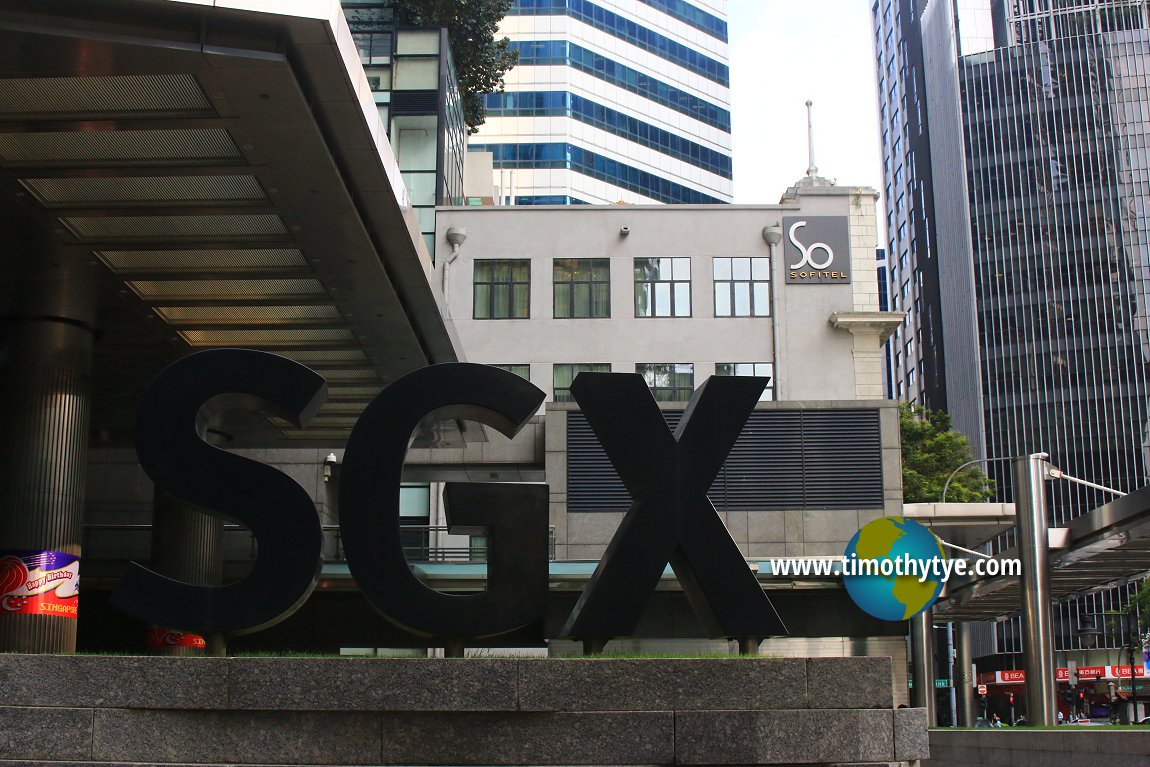 SGX Sign, with SO Sofitel in the background
