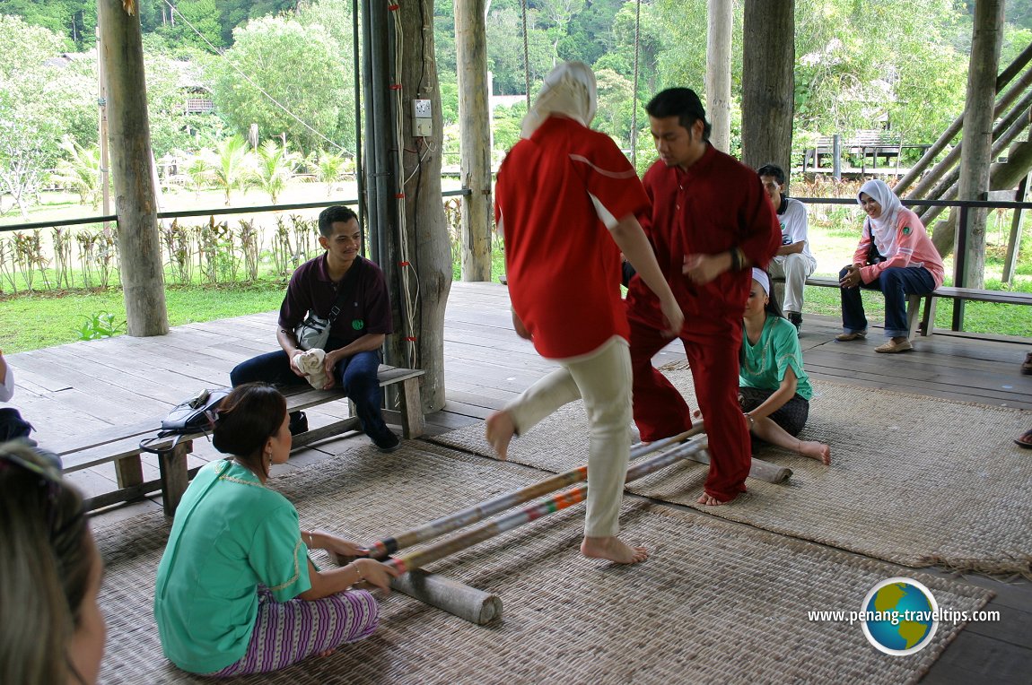 Bamboo dance performance at the Melanau Tall House