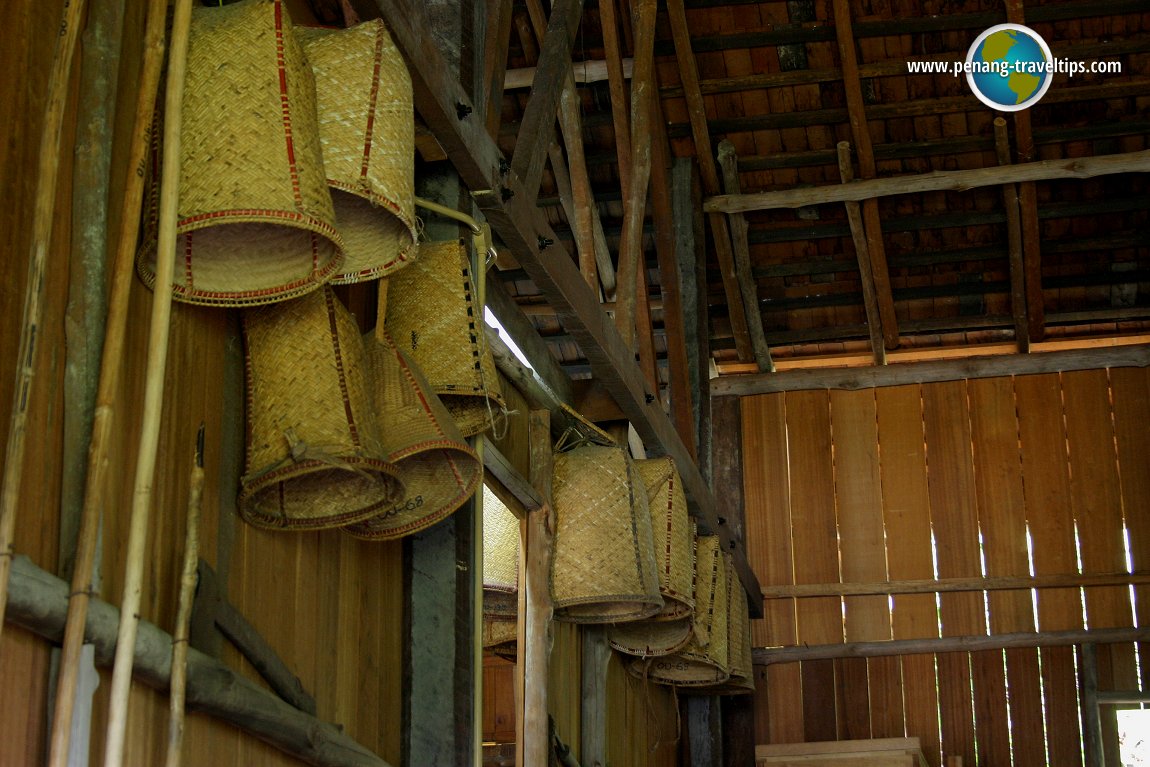 Basketware inside Orang Ulu longhouse