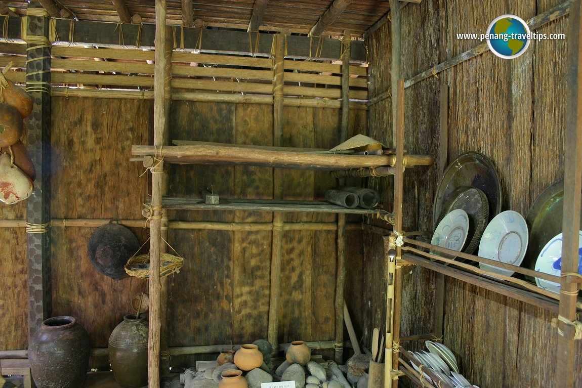 Living quarters inside the Iban longhouse