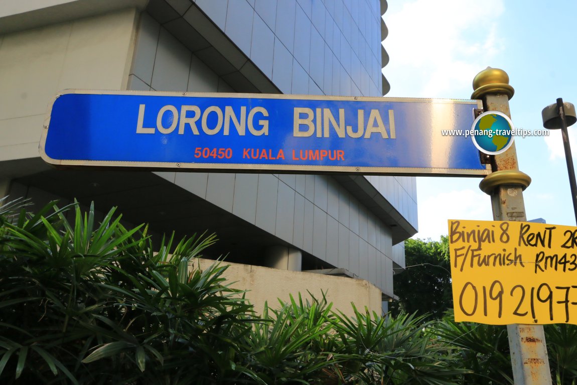 Lorong Binjai road sign