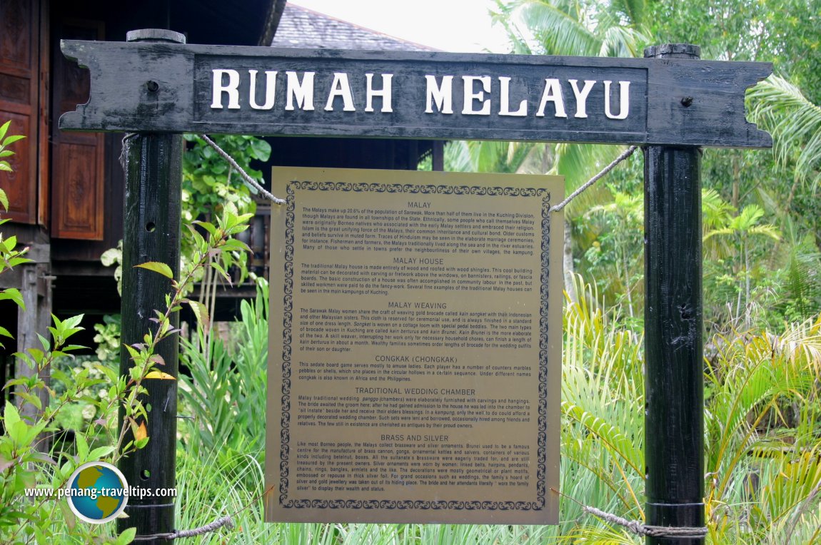 The Malay interpretive plaque at the Sarawak Cultural Village