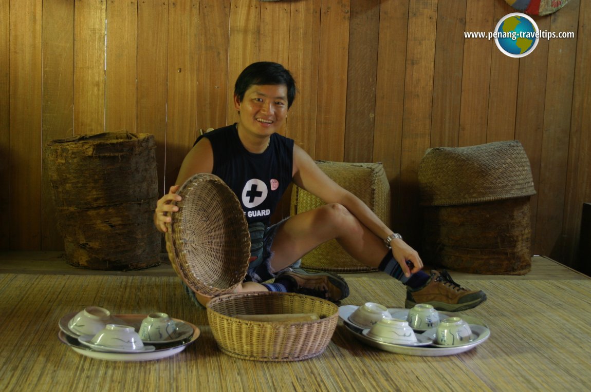 Timothy Tye in the dining room in the Orang Ulu longhouse