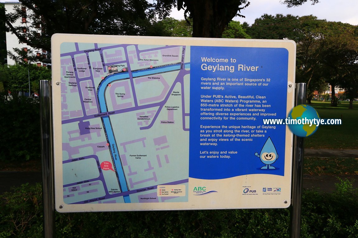Signboard about the Geylang River