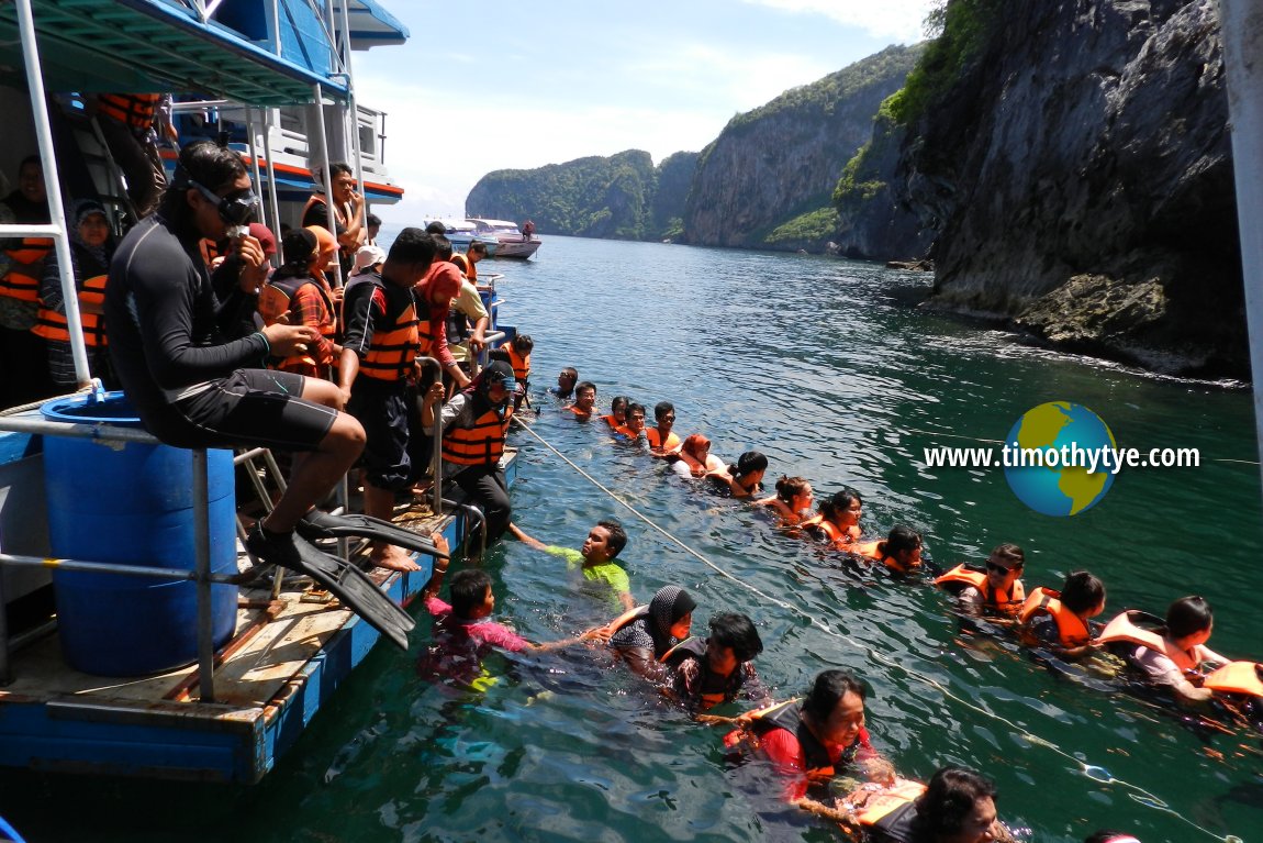 Entering Emerald Sea Cave