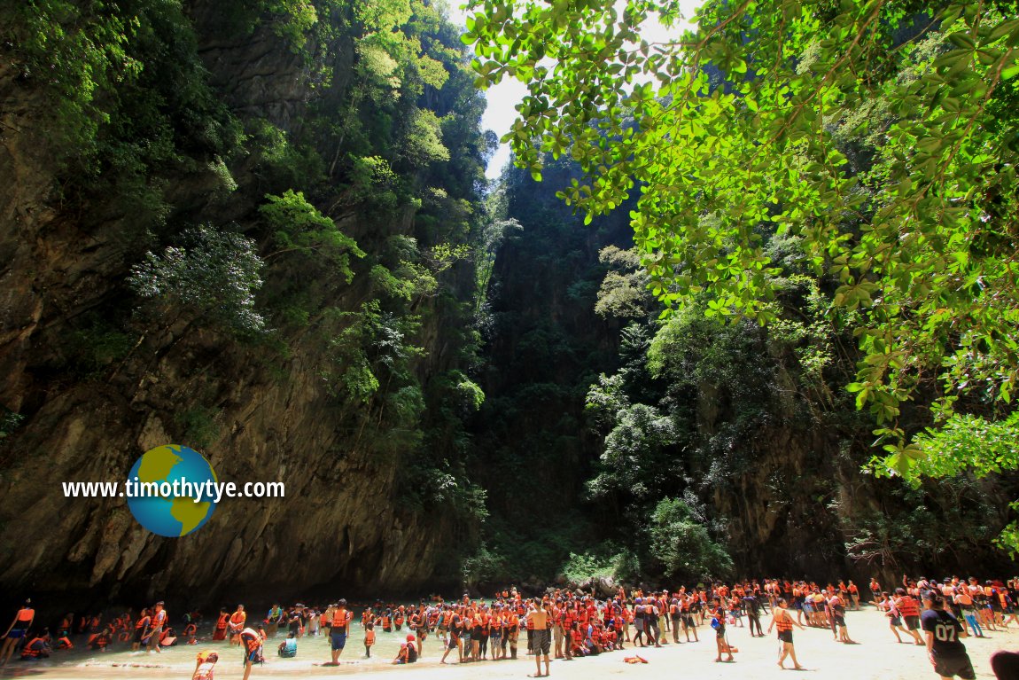 Visitors to Emerald Sea Cave