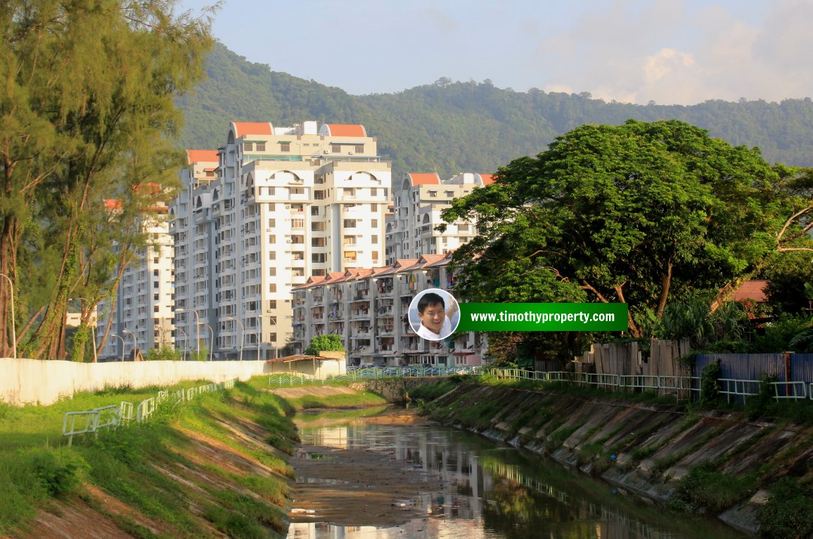 The Sungai Dua river, now canalised