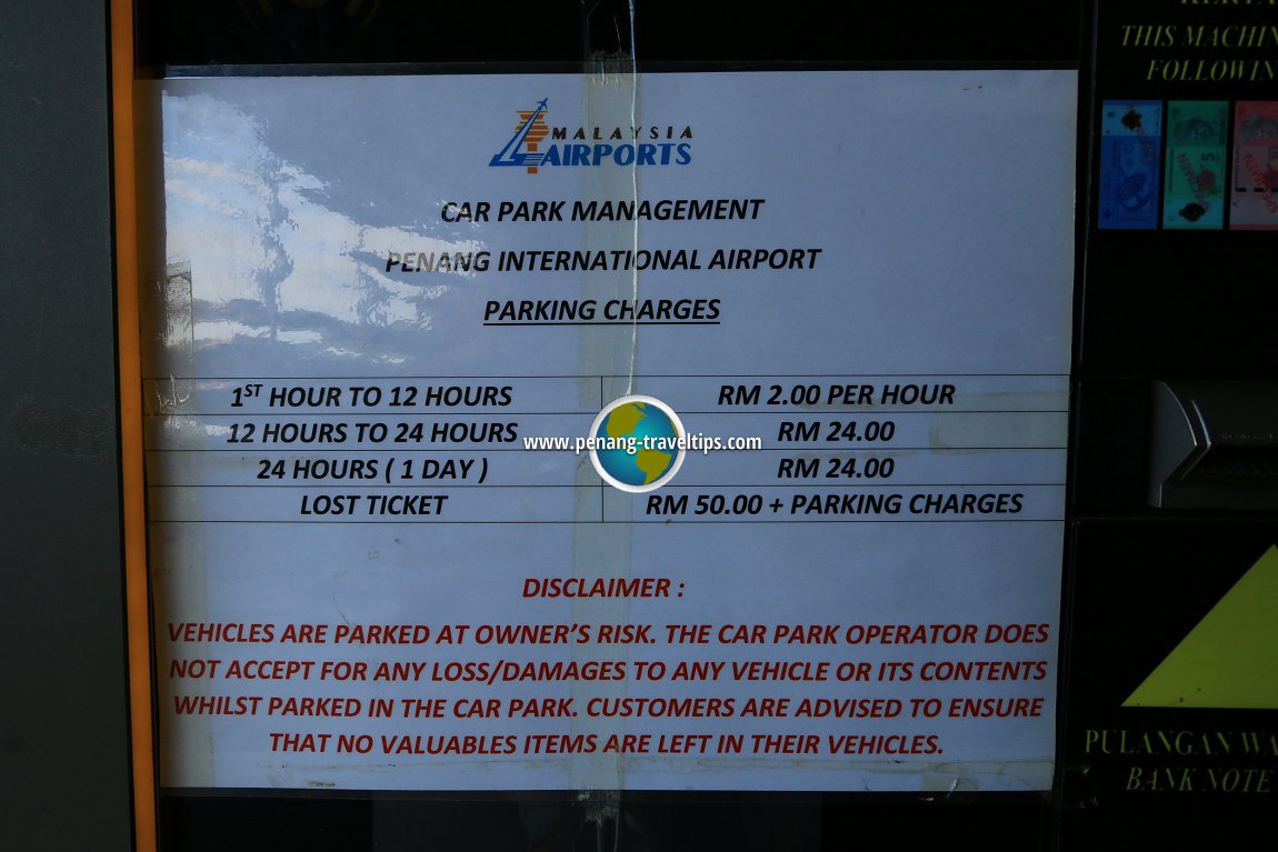 penang airport parking rate