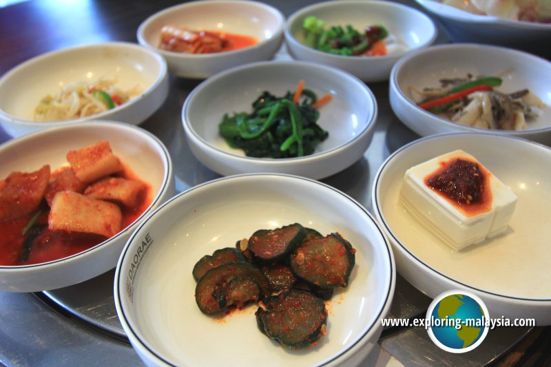 The side dishes at Daorae Korean BBQ Restaurant