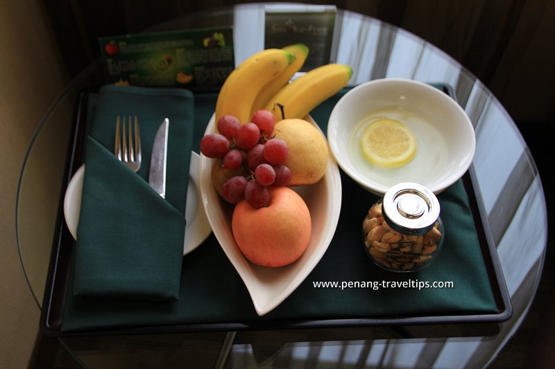 The fruits and cashew nuts in our room