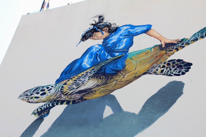 Girl On A Turtle Mural, Streetname, George Town, Penang