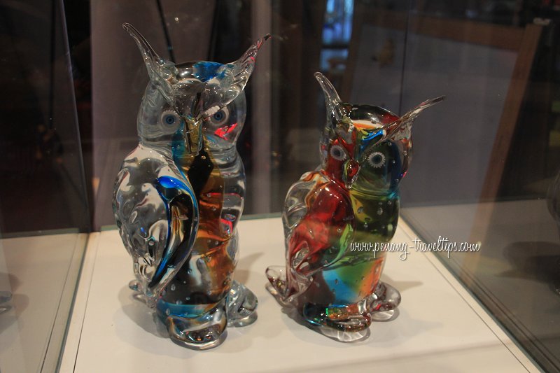 hand-blown owl-inspired glass art