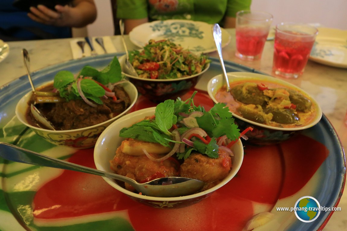 Enjoying our lunch served in antique bowls