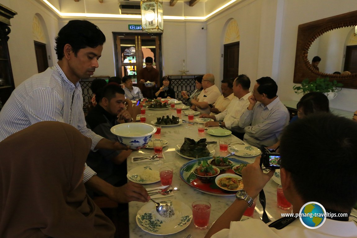 Guests joining owner Chris Ong to lunch at Jawi Peranakan Mansion
