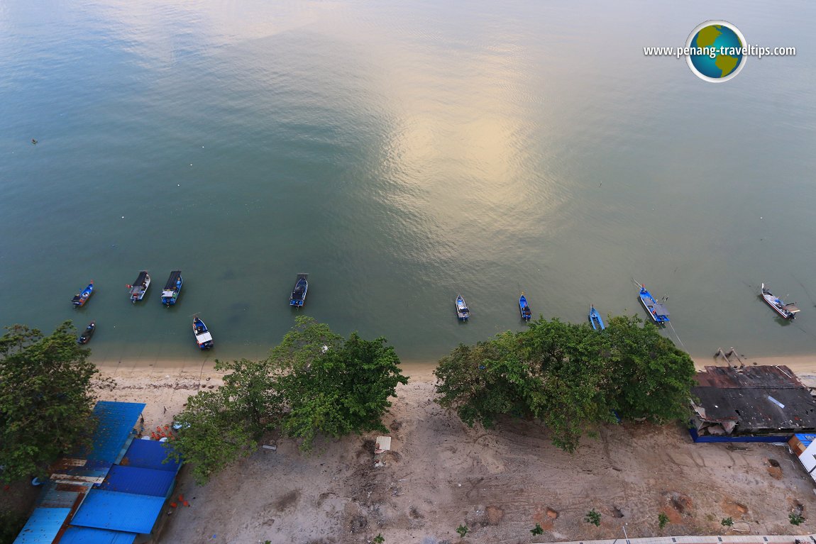 Fishing boats in front of Lexis Suites Penang