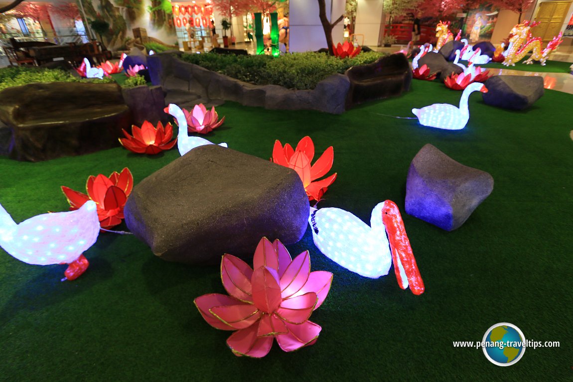 Swans and geese at the Illuminated Garden