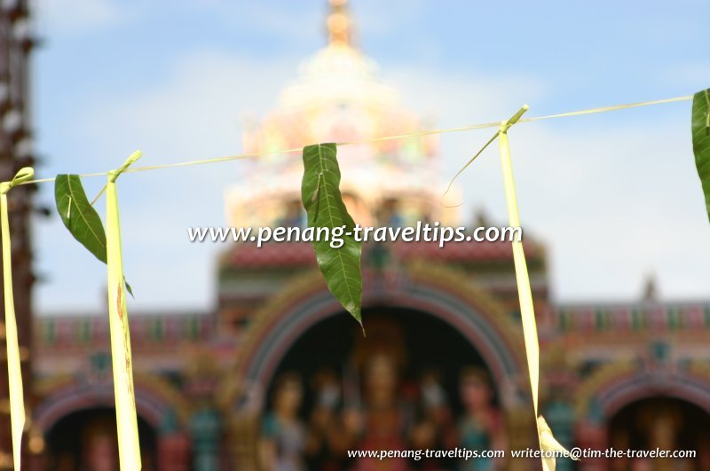 Mango leaves tied at the entrance, Arulmigu Karumariamman Temple