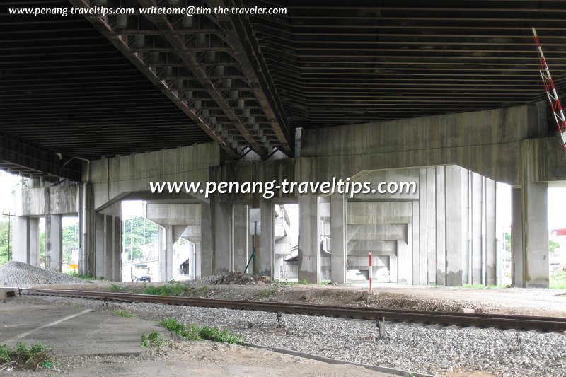 The railway track under the bridge