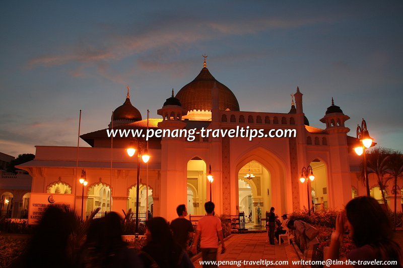 Night falls over the Kapitan Keling Mosque