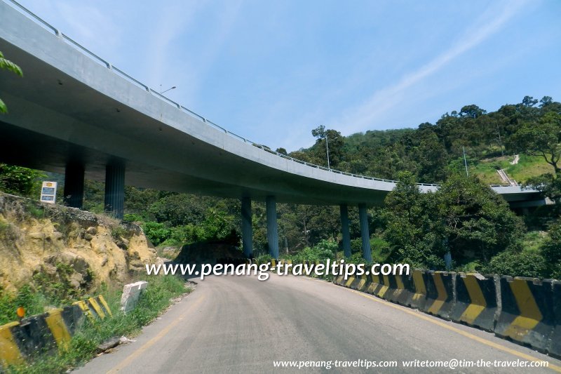 Old Balik Pulau Hill Road, with view of new Balik Pulau Hill Road viaduct
