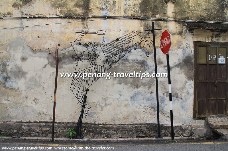 One Leg Kicks All Sculpture, Stewart Lane, George Town, Penang