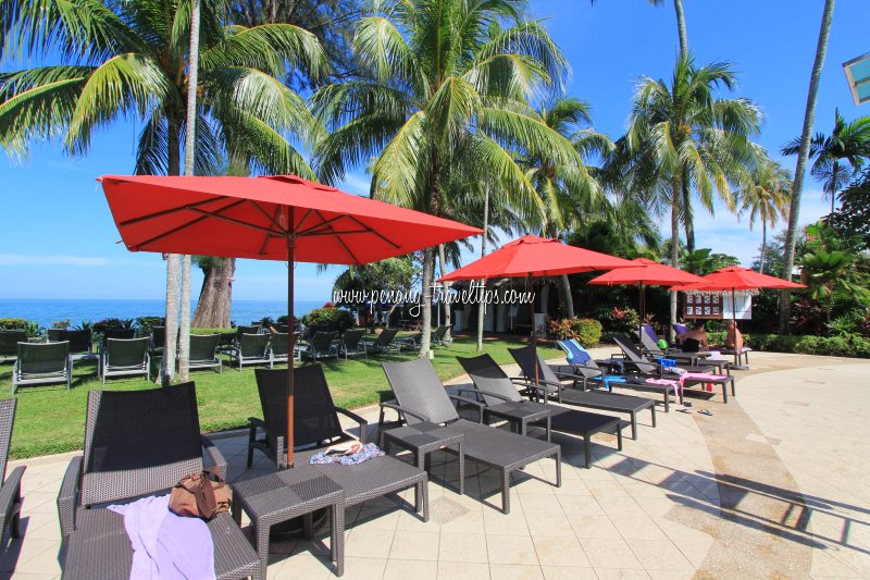 A row of parasols at Holiday Inn Penang