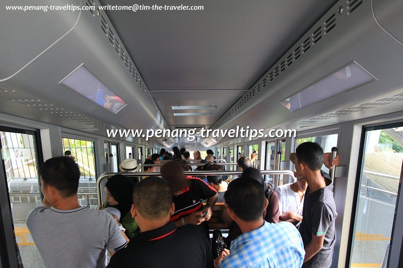 Passengers in the new funicular coaches