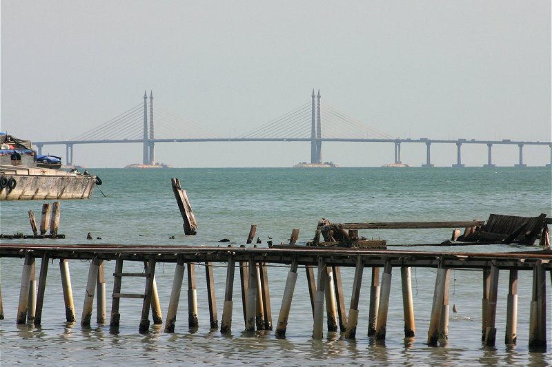 Old and New: A Clan Jetty with the Penang Bridge