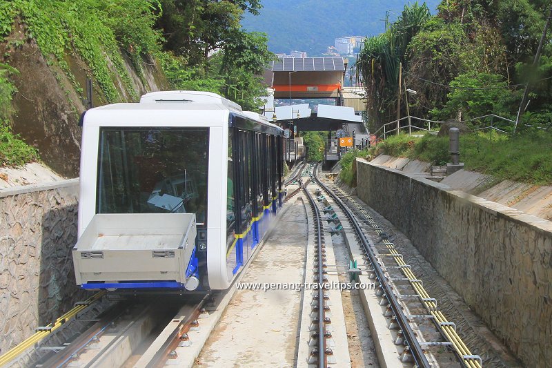 Penang Hill coaches passing each other