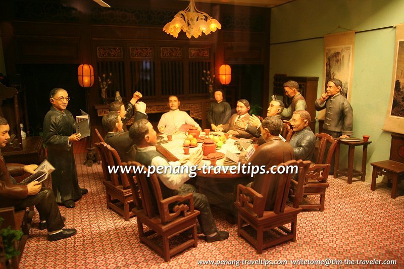 Diorama of Dr Sun holding his Penang Conference at 120 Armenian Street