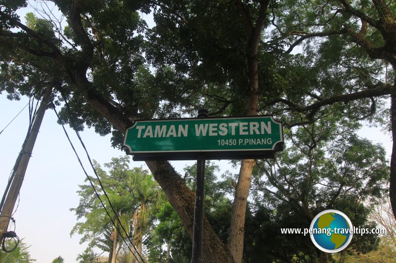 Taman Western road sign