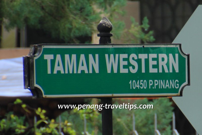 Taman Western road sign