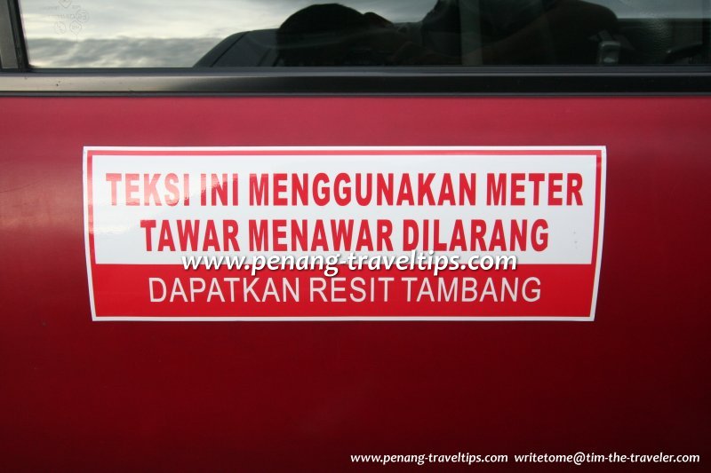 Sticker on taxi that only uses meter