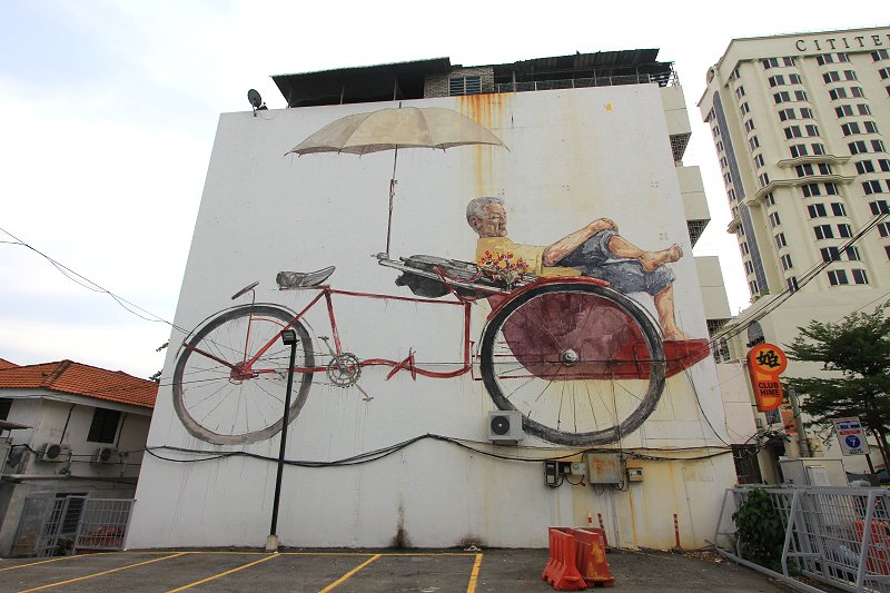 The Awaiting Trishaw Paddler Mural, Penang Road, George Town, Penang