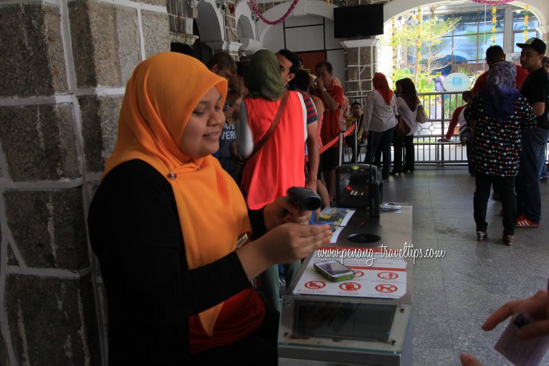 Ticket scanning, Penang Hill Railway