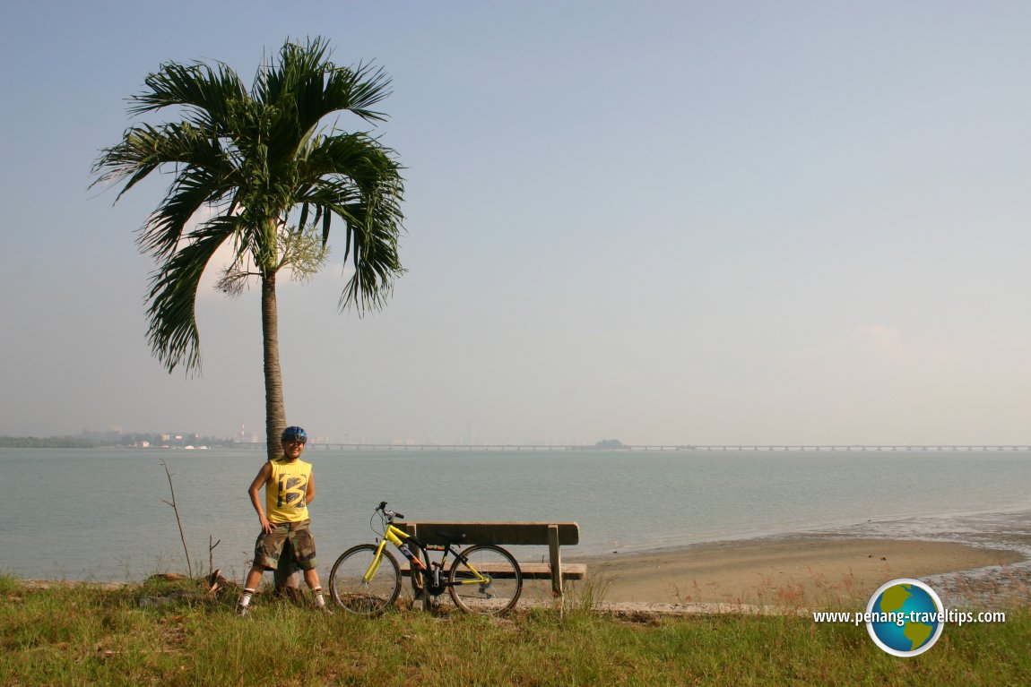 Tim at Pulau Jerejak, with the Penang Bridge in the background