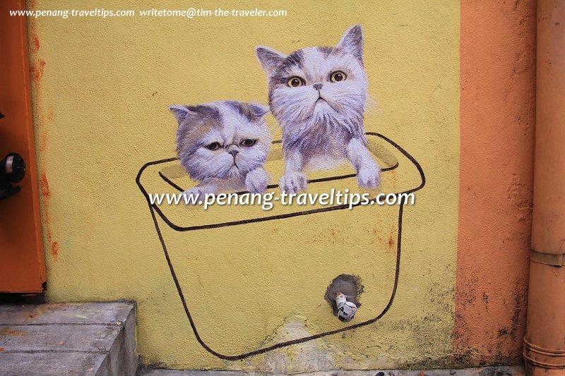 Two Kittens in a Tub Mural