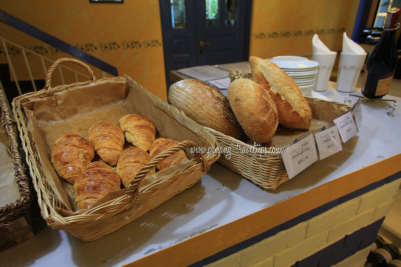 Various French breads on sale at Croisette Cafe