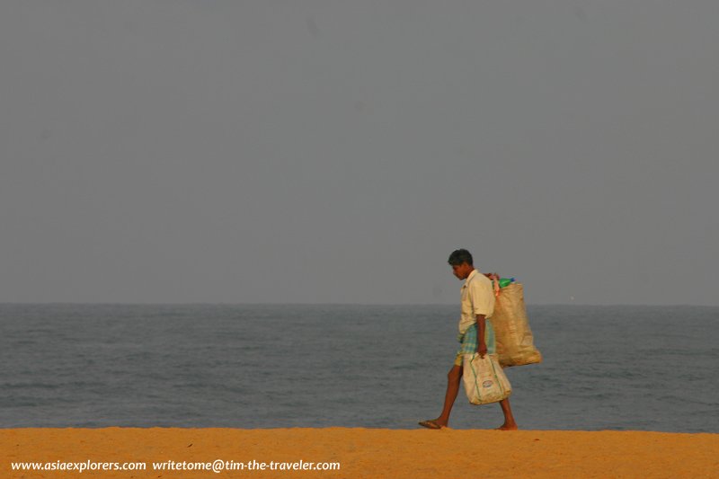Beach cleaner at Negombo
