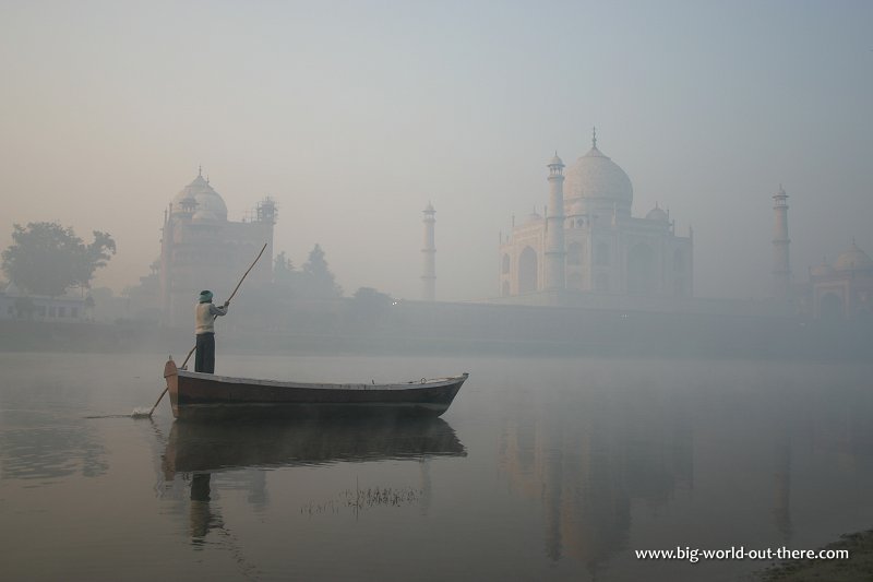 Boatman with the Taj Mahal