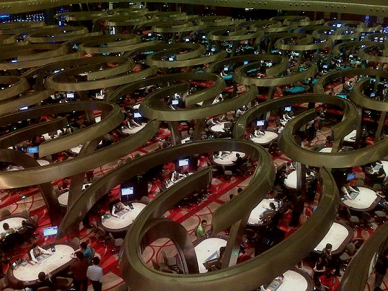 Baccarat tables at the gambling floor of Marina Bay Sands Casino