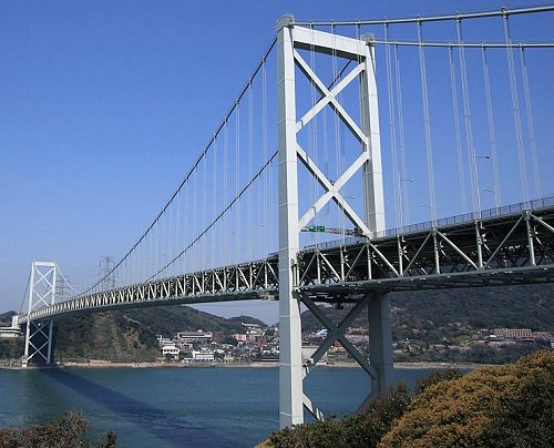 Kanmonkyo Bridge, across the Kanmon Straits, between Shimonoseki and  Kitakyushu in Kyushu Island