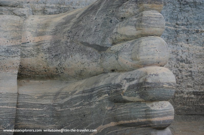 Massive toes of the Reclining Buddha of Gal Vihara